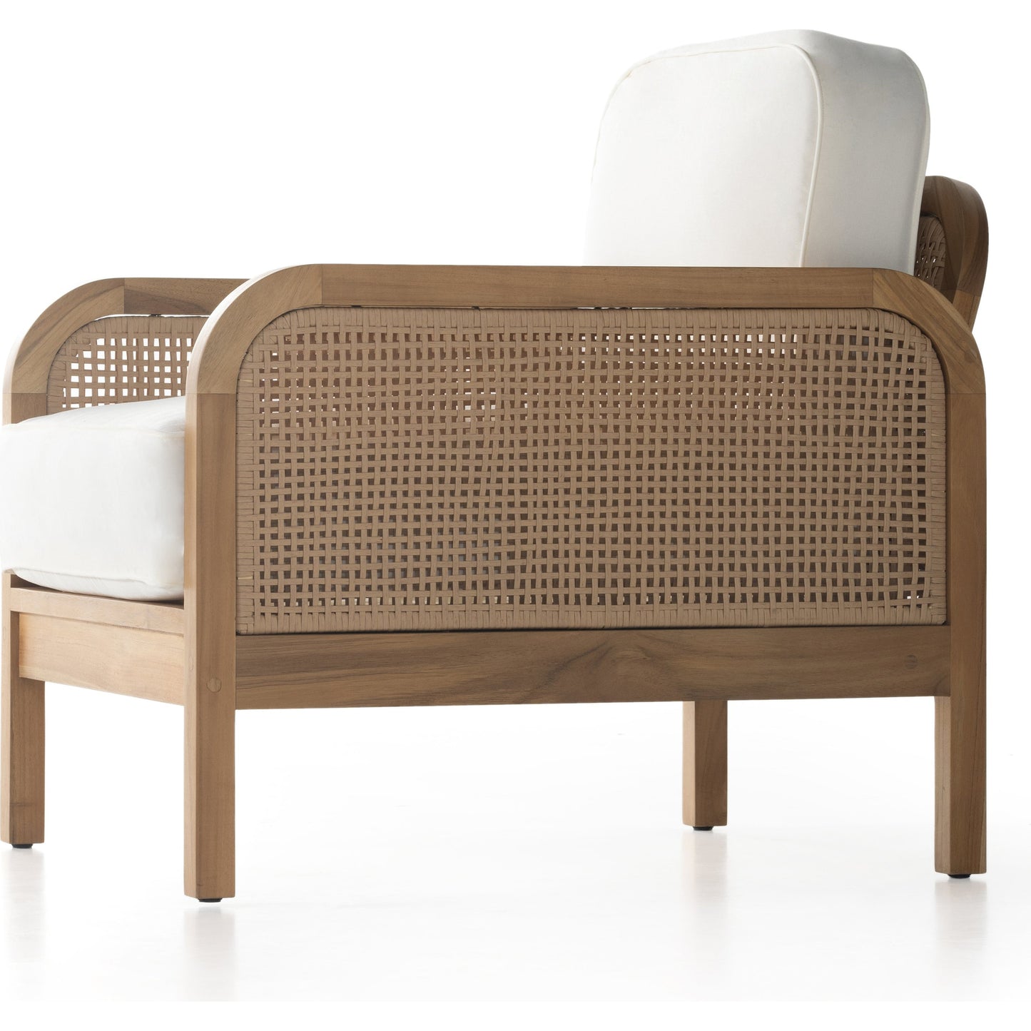 002 SI-1901258 | Additional Silo | Merit Outdoor Chair by Four Hands in natural ivory and natural teak. Made from 100% olefin, solid fsc®-certified teak, 100% polyethylene in a coastal style.