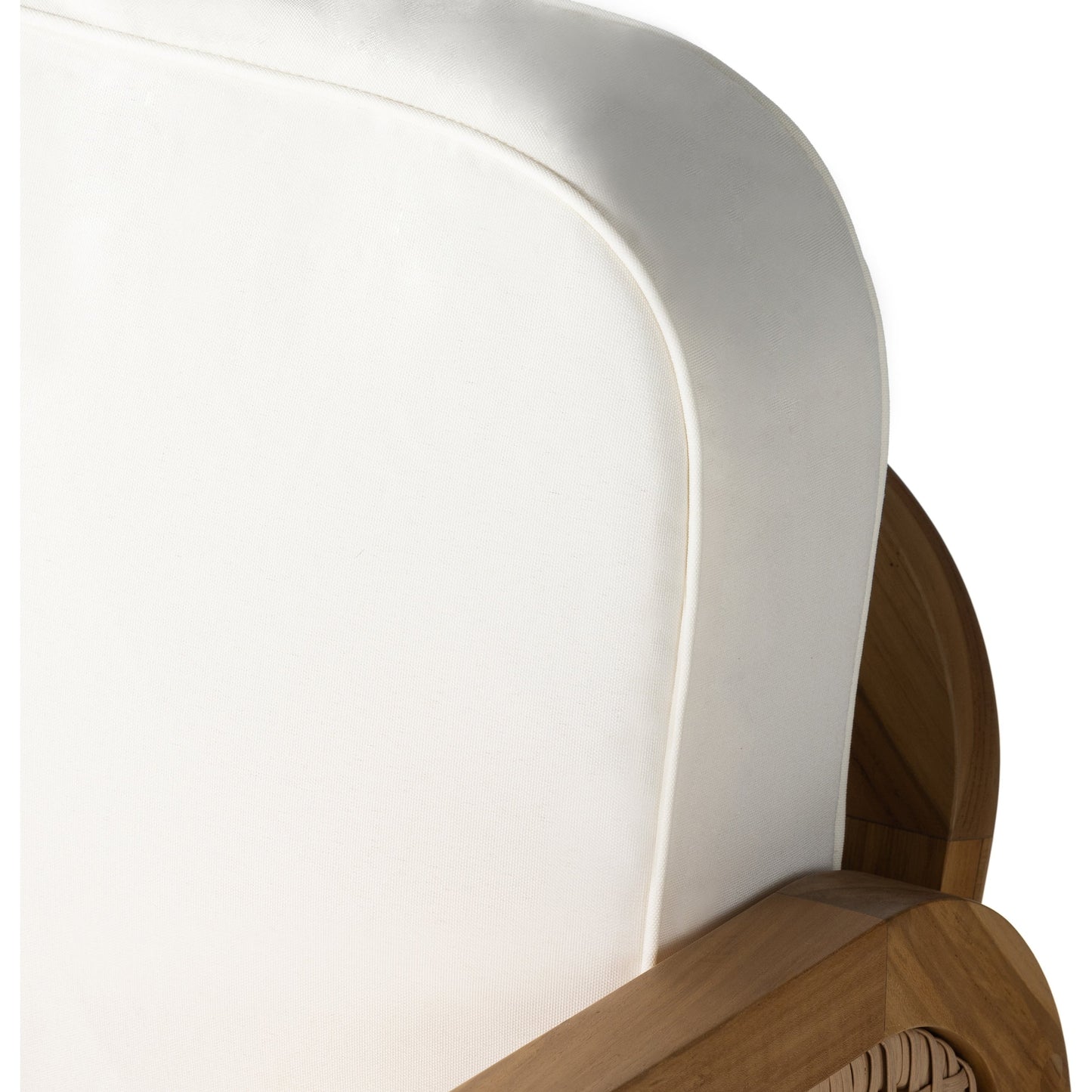 009 SI-1901258 | Additional Silo | Merit Outdoor Chair by Four Hands in natural ivory and natural teak. Made from 100% olefin, solid fsc®-certified teak, 100% polyethylene in a coastal style.