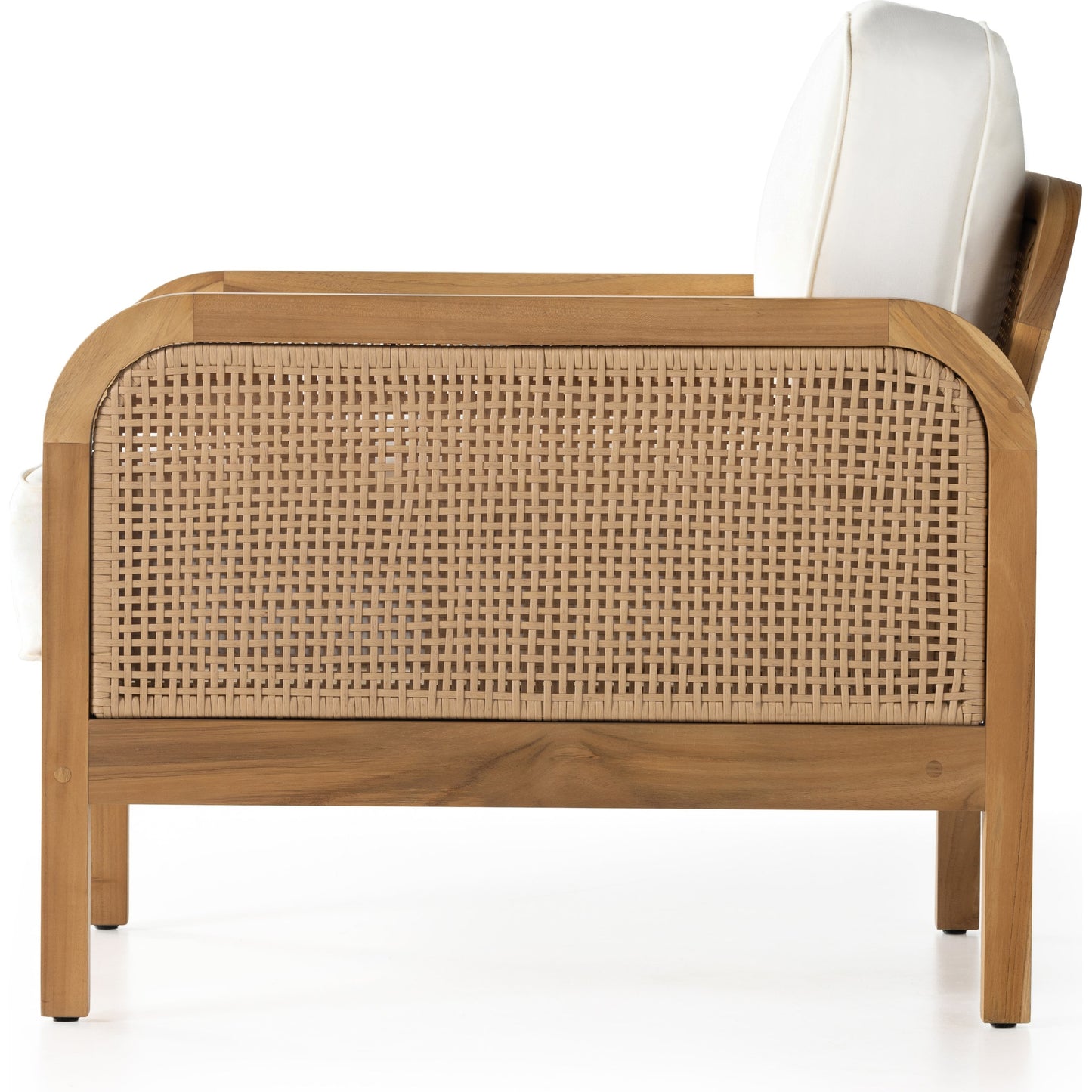 004 SI-1901258 | Additional Silo | Merit Outdoor Chair by Four Hands in natural ivory and natural teak. Made from 100% olefin, solid fsc®-certified teak, 100% polyethylene in a coastal style.