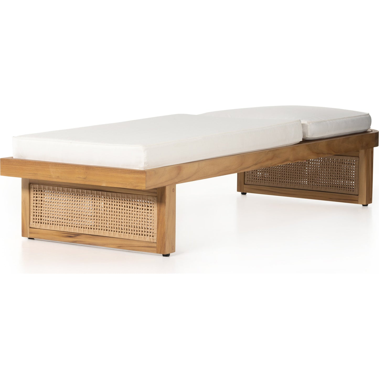 007 SI-1902452 | Additional Silo | Merit Outdoor Chaise Lounge by Four Hands in natural ivory and natural teak. Made from 100% olefin, solid fsc®-certified teak, 100% polyethylene in a coastal style.