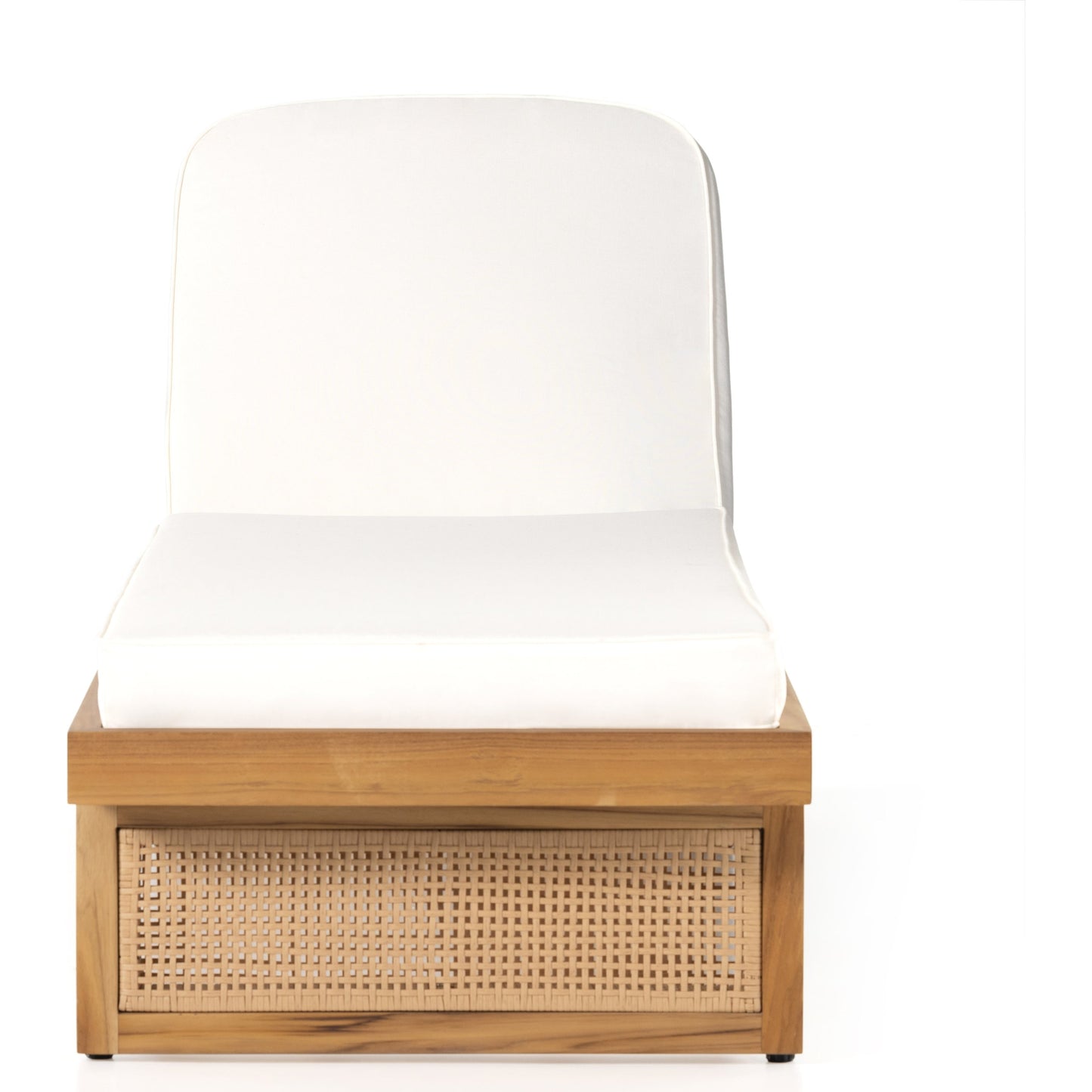 003 SI-1902452 | Additional Silo | Merit Outdoor Chaise Lounge by Four Hands in natural ivory and natural teak. Made from 100% olefin, solid fsc®-certified teak, 100% polyethylene in a coastal style.