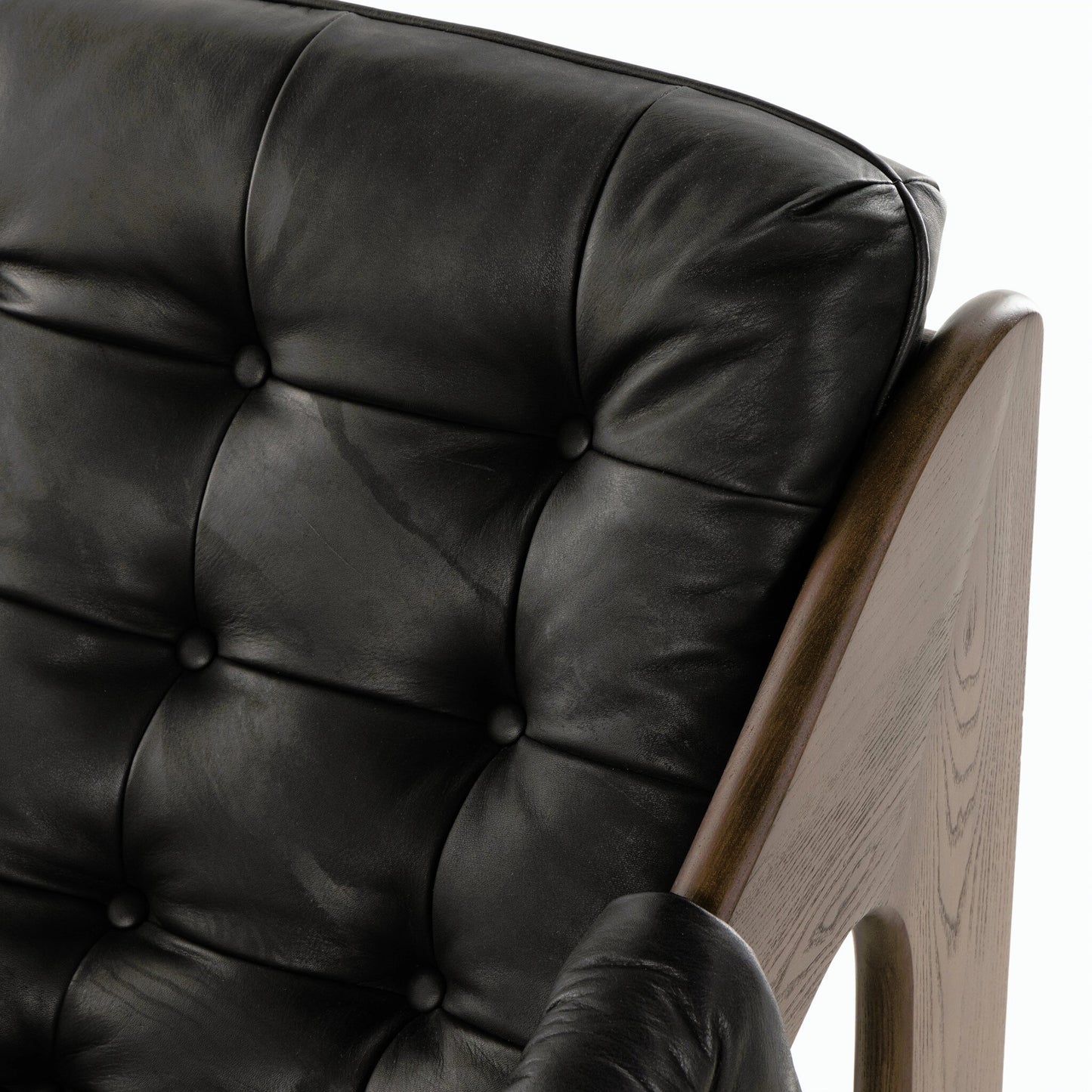 017 SI-1977354 | Closeup | Halston Chair by Four Hands. Made from top grain leather, solid ash, 100% polyester in a modern style.