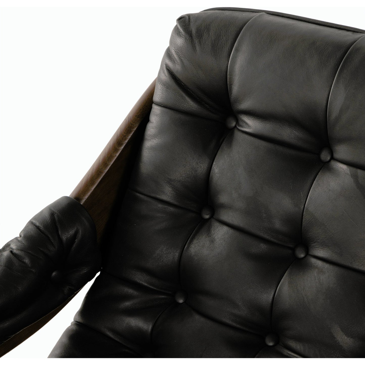 018 SI-1977354 | Closeup | Halston Chair by Four Hands. Made from top grain leather, solid ash, 100% polyester in a modern style.