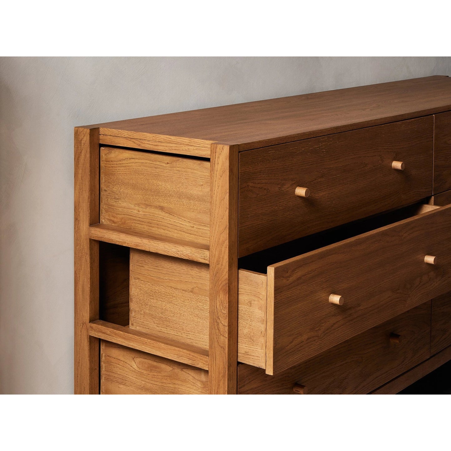 023 SI-1977549 | Lifestyle | Meadow 6 Drawer Dresser by Four Hands in tawny oak. Made from solid oak, oak veneer in a modern style.