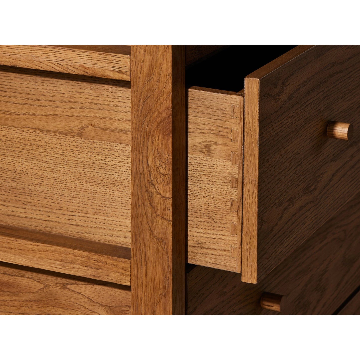 017 SI-1977549 | Lifestyle | Meadow 6 Drawer Dresser by Four Hands in tawny oak. Made from solid oak, oak veneer in a modern style.