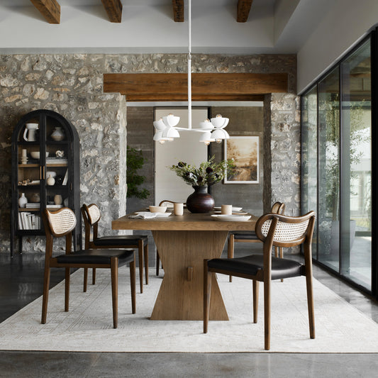 Tia Dining Table by Four Hands in drifted oak. Made from solid oak in a modern style.