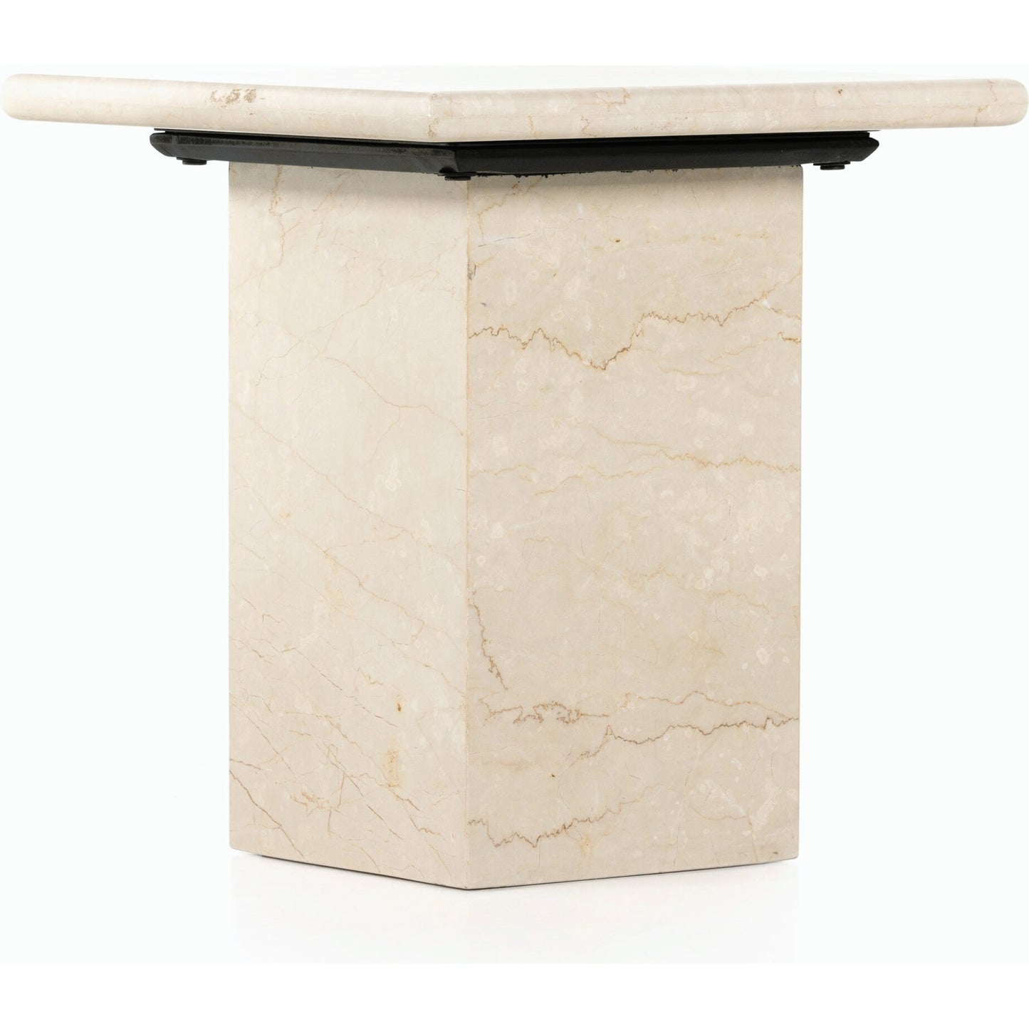 013 SI-1901916 | Closeup | Arum End Table by Four Hands in cream marble. Made from solid marble in a transitional style.