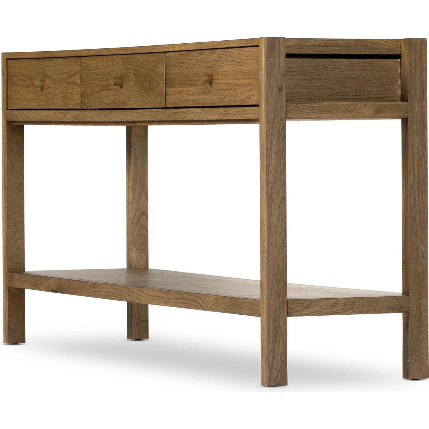 002 SI-1977551 | Additional Silo | Meadow Console Table by Four Hands in tawny oak. Made from oak veneer, solid oak in a modern style.