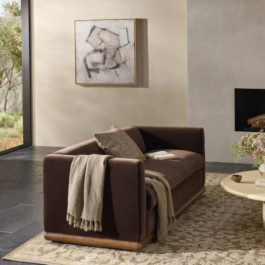 Elizabeth Sofa by Four Hands in almond. Made from 76.8% cotton, 23.2% polyester, solid parawood in a modern style.