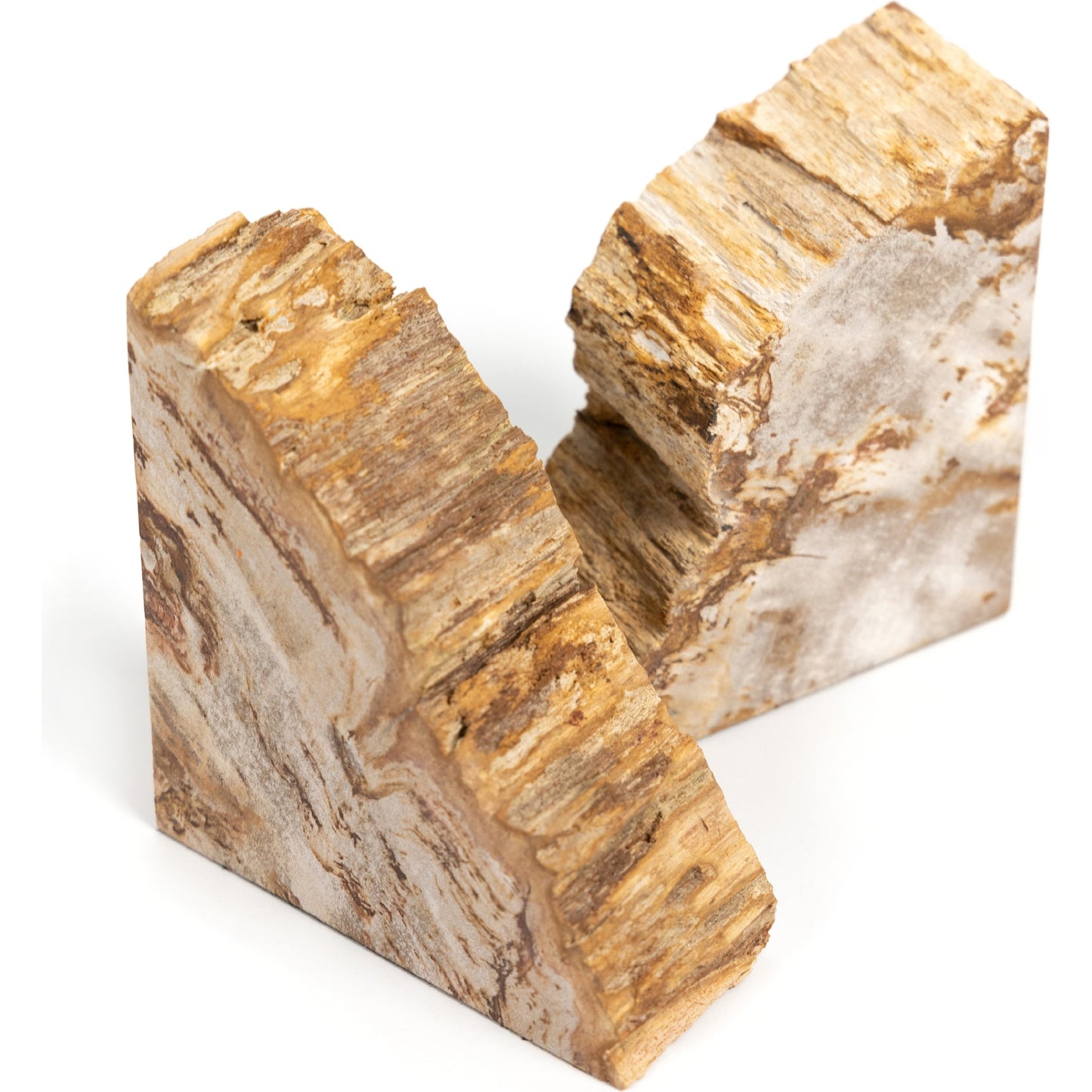 007 SI-1799941 | Additional Silo | Petrified Wood Book Ends by Four Hands in light petrified wood. Made from petrified wood in a coastal style.