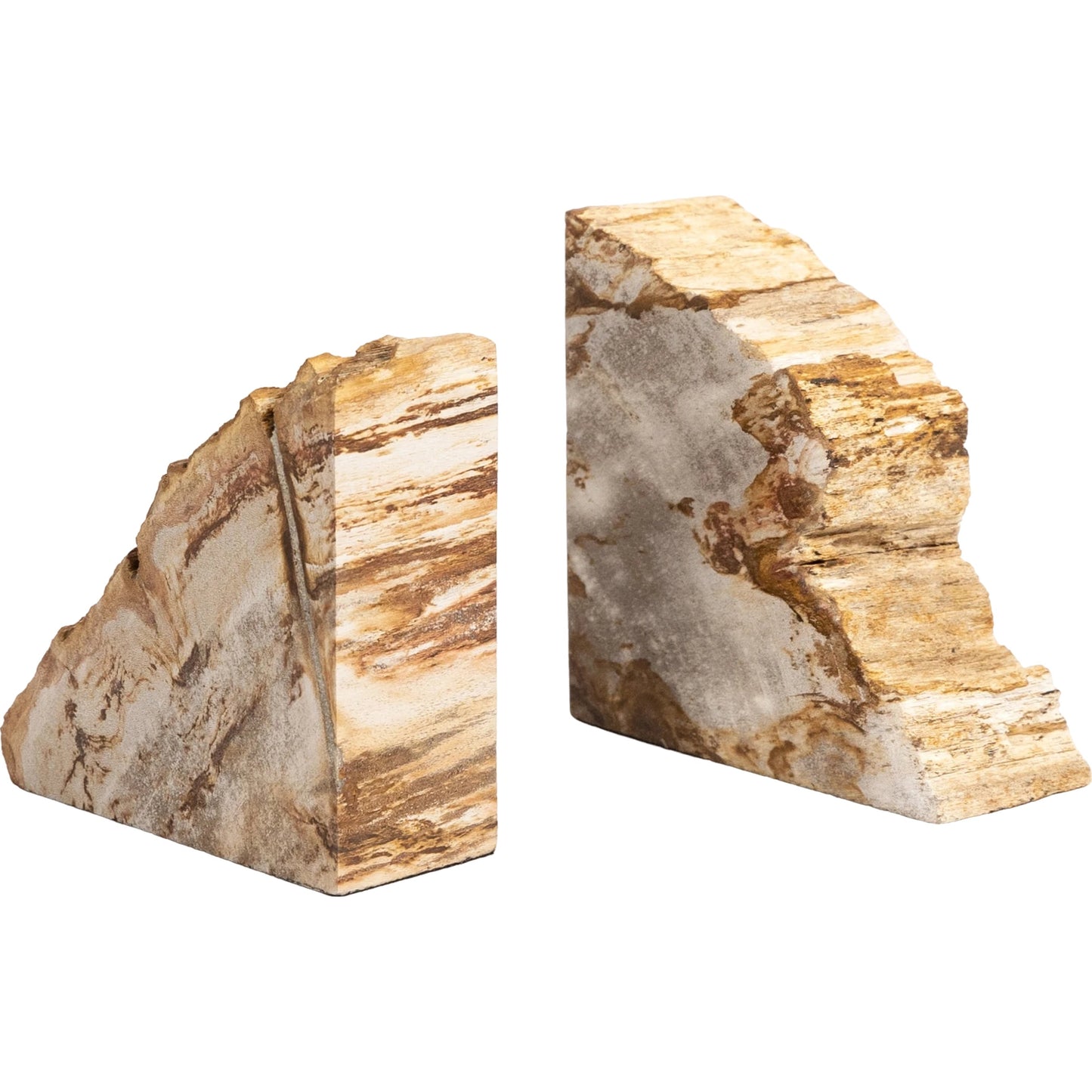 001 SI-1799941 | Additional Silo | Petrified Wood Book Ends by Four Hands in light petrified wood. Made from petrified wood in a coastal style.