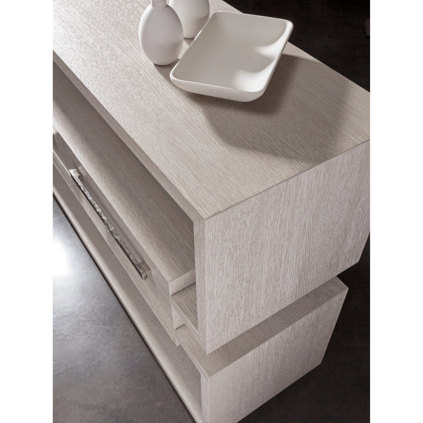 002 SI-1962905 | Closeup | Mar Monte Open Console by Artistica Home in champagne taupe. Made from unique in a modern style.