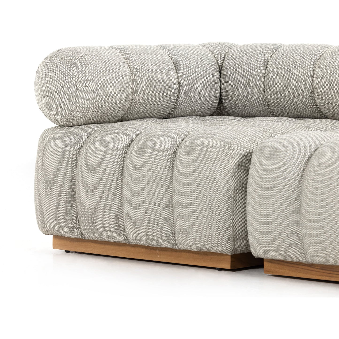 009 SI-1800006 | Additional Silo | Roma Outdoor 3PC Sectional by Four Hands in faye ash and natural teak. Made from 100% olefin, solid teak, 91% polyurethane foam pad, 9% polyester fiber batting in a modern style.