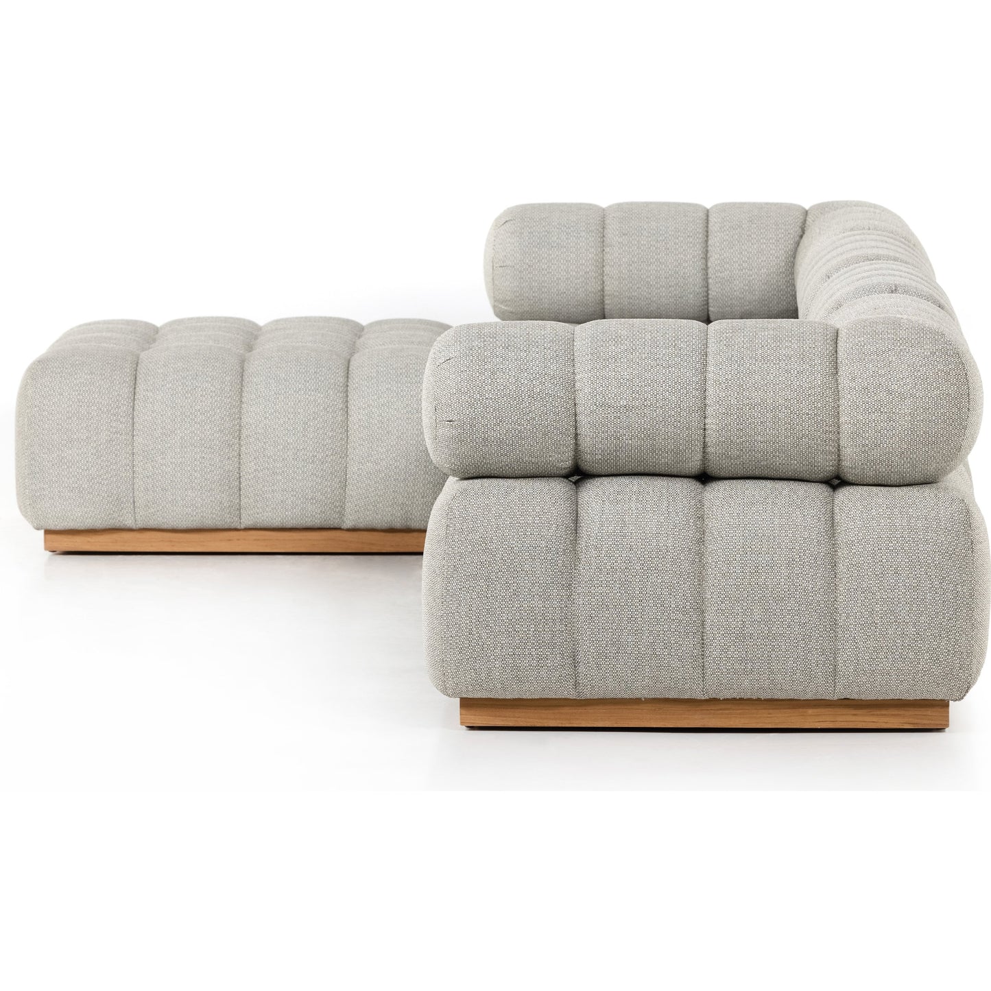 004 SI-1798900 | Additional Silo | Roma Outdoor 4PC Sectional W/Ottoman by Four Hands in faye ash and natural teak. Made from 100% olefin, solid teak, 91% polyurethane foam pad, 9% polyester fiber batting in a modern style.