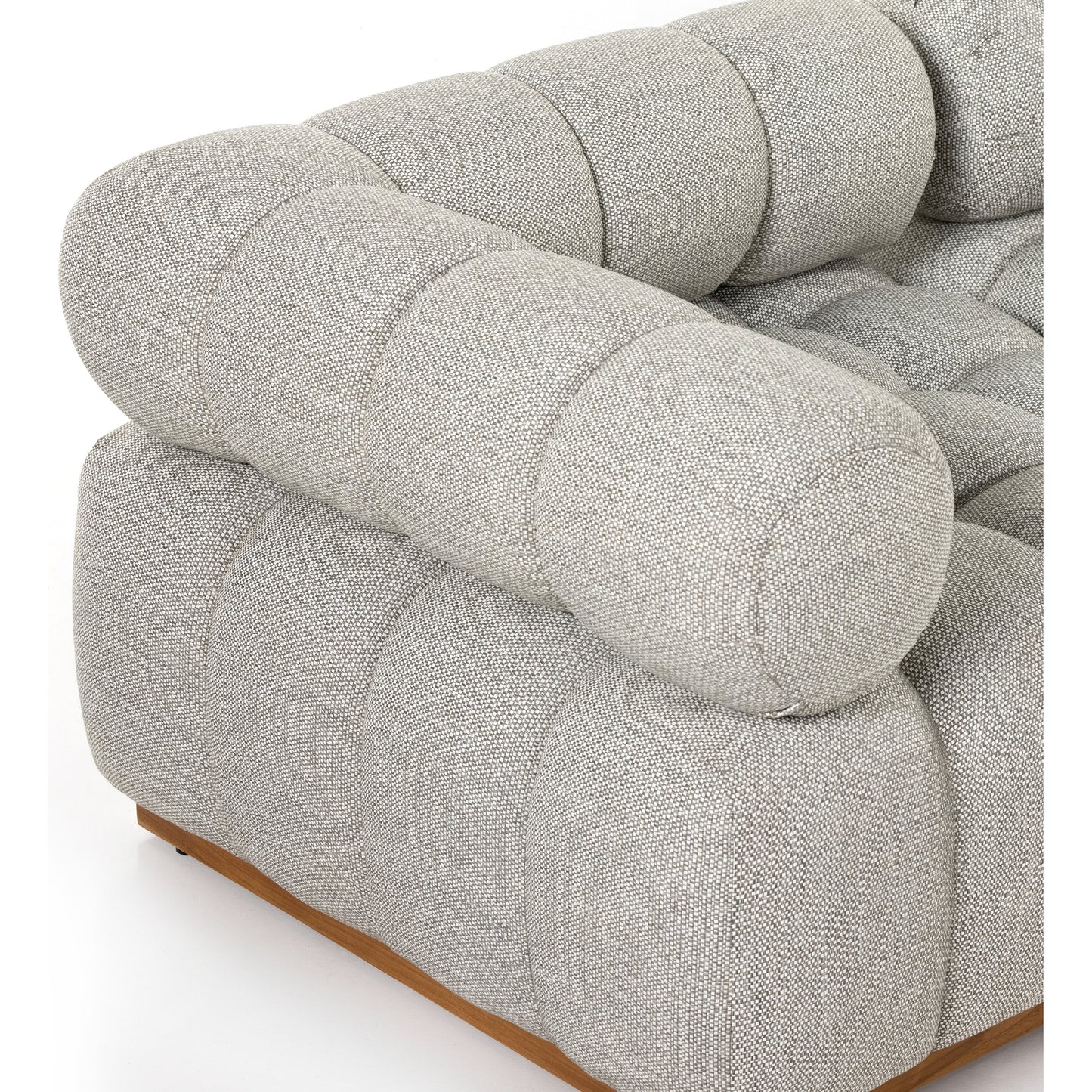 009 SI-1798846 | Additional Silo | Roma Outdoor 5PC Sectional by Four Hands in faye ash and natural teak. Made from 100% olefin, solid teak, 91% polyurethane foam pad, 9% polyester fiber batting in a modern style.