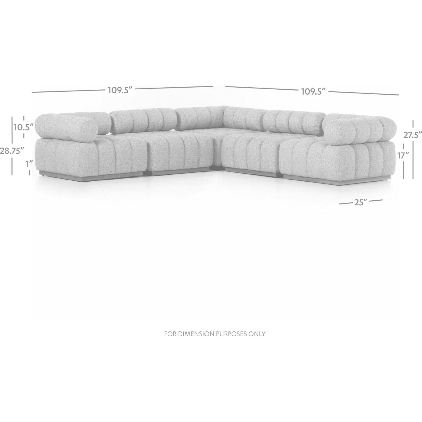 010 SI-1798846 | Additional Silo | Roma Outdoor 5PC Sectional by Four Hands in faye ash and natural teak. Made from 100% olefin, solid teak, 91% polyurethane foam pad, 9% polyester fiber batting in a modern style.