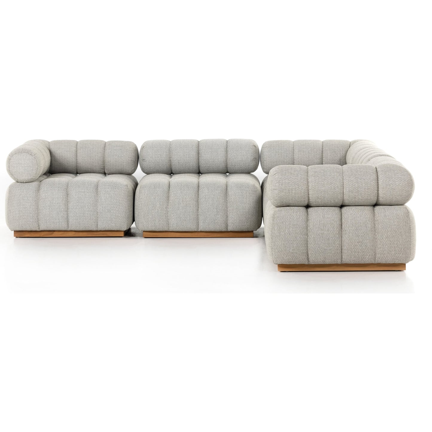 003 SI-1798846 | Additional Silo | Roma Outdoor 5PC Sectional by Four Hands in faye ash and natural teak. Made from 100% olefin, solid teak, 91% polyurethane foam pad, 9% polyester fiber batting in a modern style.