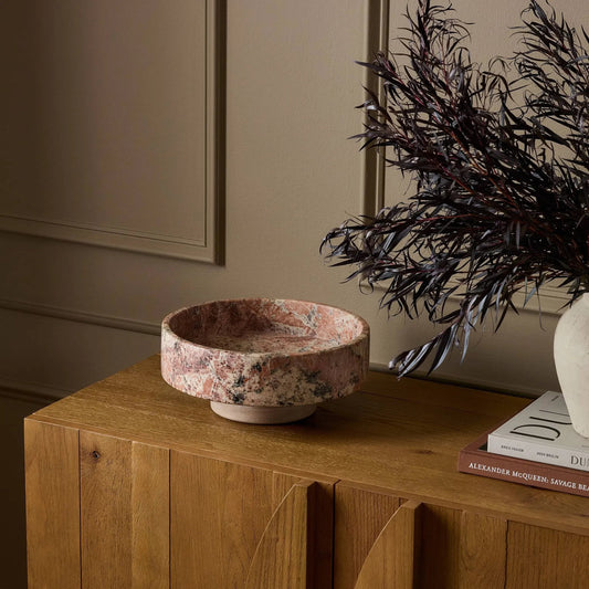 Fray Bowl by Four Hands in terracotta sandstone, red dune marble. Made from solid sandstone, solid marble in a modern style.