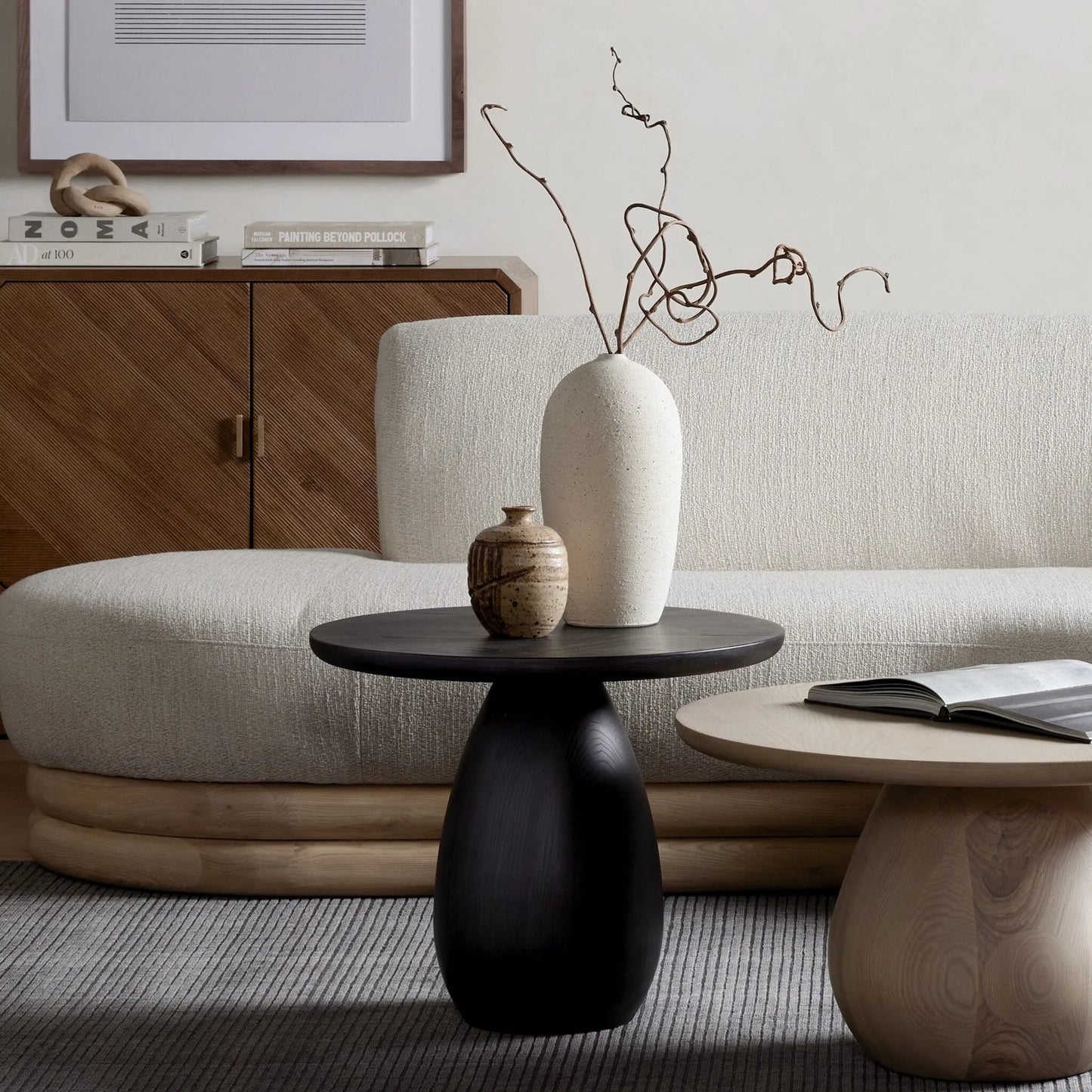 016 SI-1902713 | Lifestyle | Merla End Table by Four Hands in black wash ash, black wash ash veneer and black wash ash. Made from ash veneer, solid ash in a modern style.