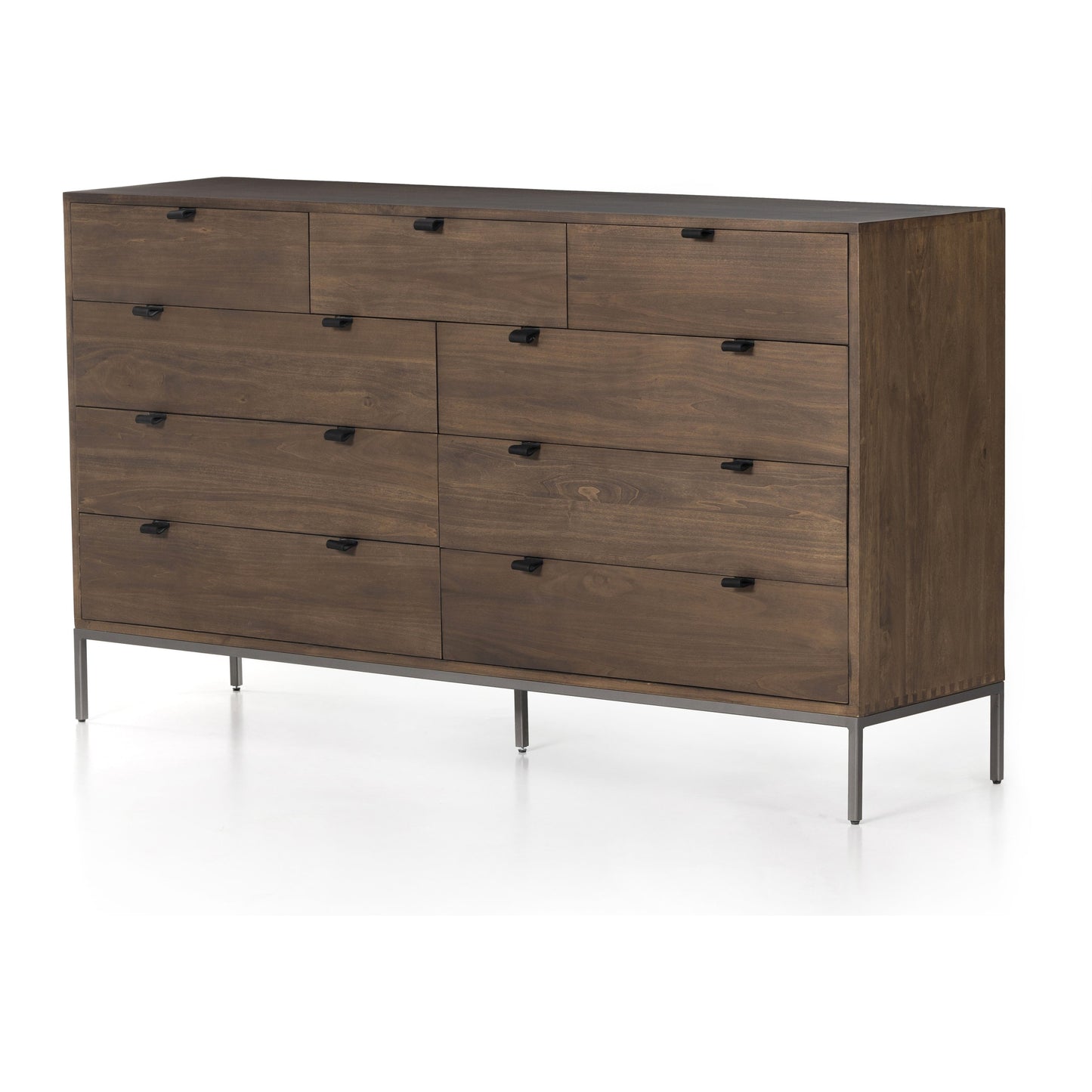 002 SI-1901198 | Additional Silo | Trey 9 Drawer Dresser by Four Hands. Made from solid poplar, top grain leather in a transitional style.