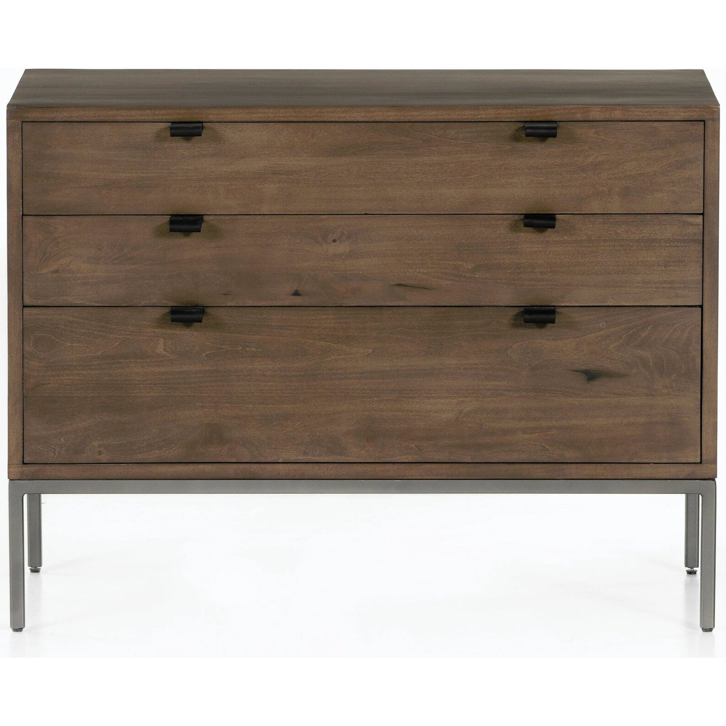 004 SI-2137668 | Additional Silo | Trey Large Nightstand by Four Hands. Made from solid poplar, top grain leather, iron in a modern style.