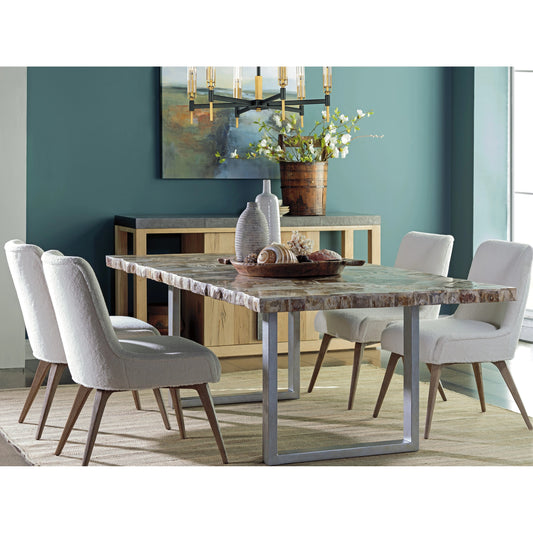 Caldera Dining Table by Artistica Home in silver. Made from unique in a modern style.