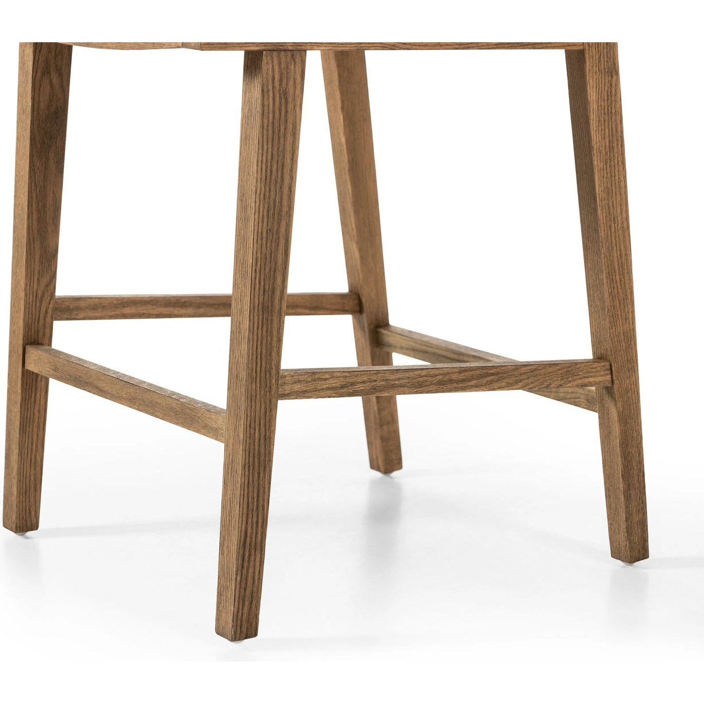 010 SI-2519300 | Closeup | Sage Counter Stool by Four Hands in savile flax, toasted oak, natural cane. Made from 92% polyester, 8% flax/linen, solid oak, cane in a rustic style.