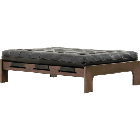 001 SI-1977356 | Primary Silo | Halston Cocktail Ottoman by Four Hands. Made from top grain leather, solid ash, 100% polyester in a modern style.