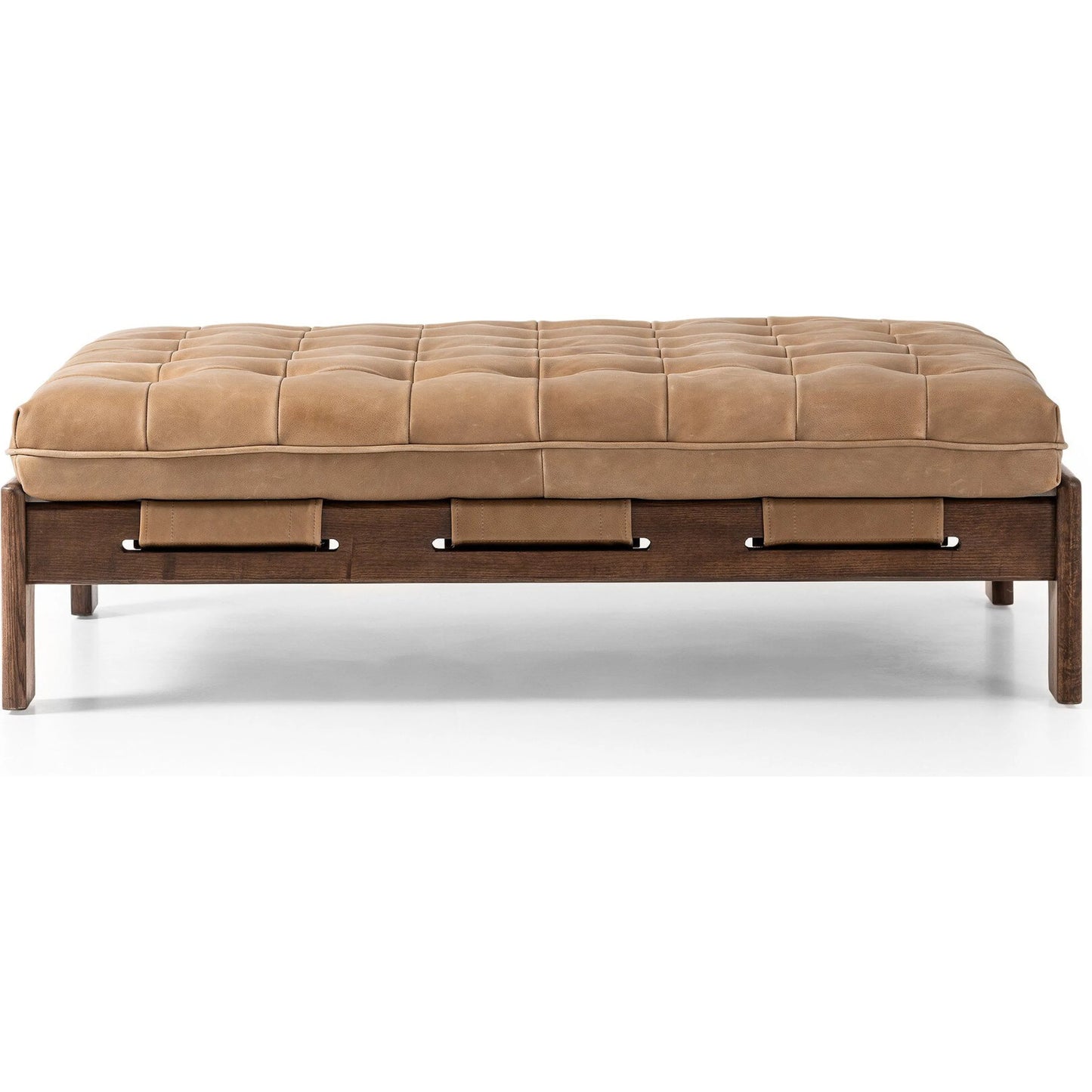 002 SI-2449393 | Additional Silo | Halston Cocktail Ottoman by Four Hands in palermo drift, terra brown ash. Made from top grain leather, solid ash in a unique style.