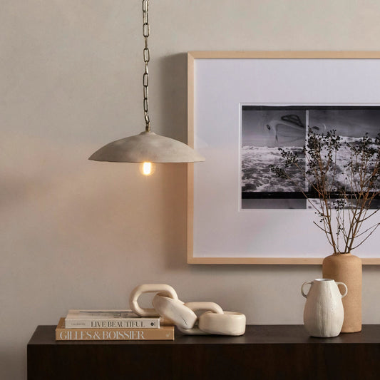 Organic Ceramic Pendant by Four Hands in sand porcelain. Made from ceramic, iron, thermoplastic in a modern style.