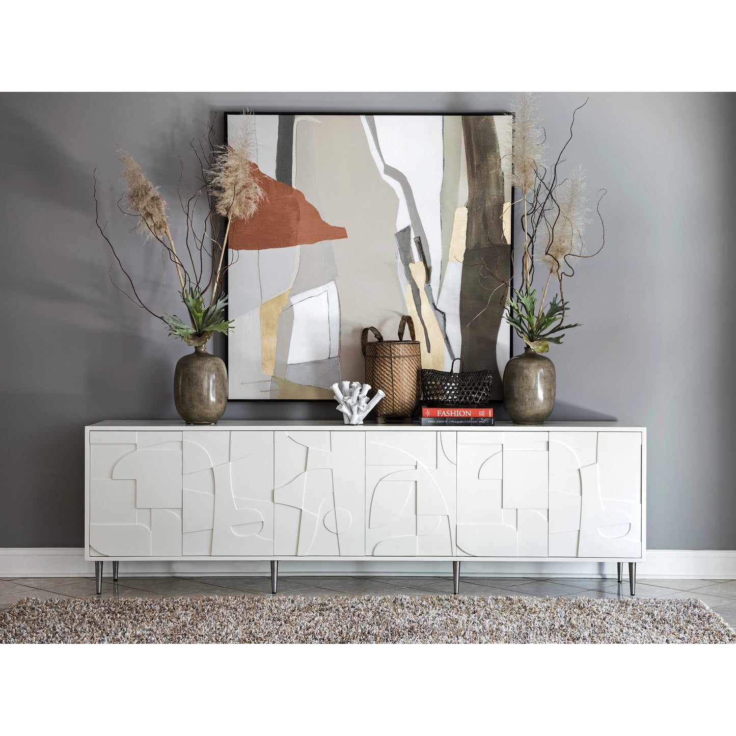 006 SI-2013273 | Lifestyle | Bardo Long Media Console by Artistica Home in matte white. Made from unique in a modern style.
