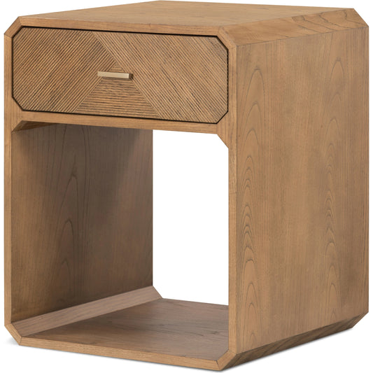 Caspian Nightstand by Four Hands. Made from ash veneer, resawn, iron in a eclectic & global style.