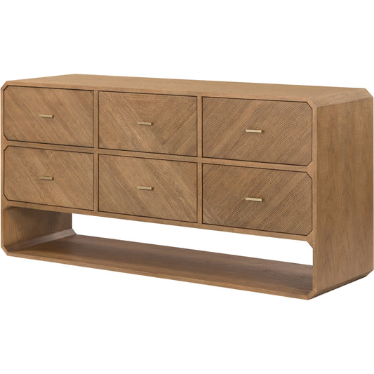 015 SI-1901066 | Primary Silo | Caspian 6 Drawer Dresser by Four Hands. Made from ash veneer, resawn, iron in a eclectic & global style.