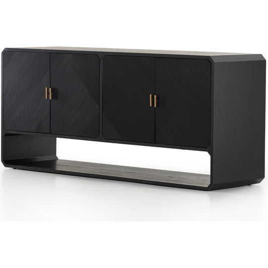 Caspian Sideboard by Four Hands. Made from ash veneer, resawn, iron in a eclectic & global style.