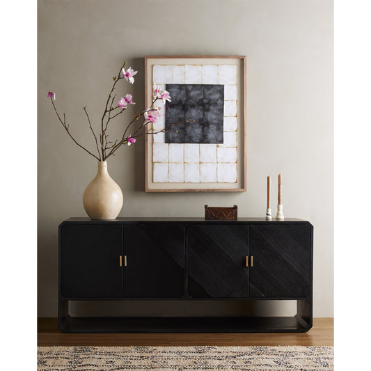 Caspian Sideboard by Four Hands. Made from ash veneer, resawn, iron in a eclectic & global style.