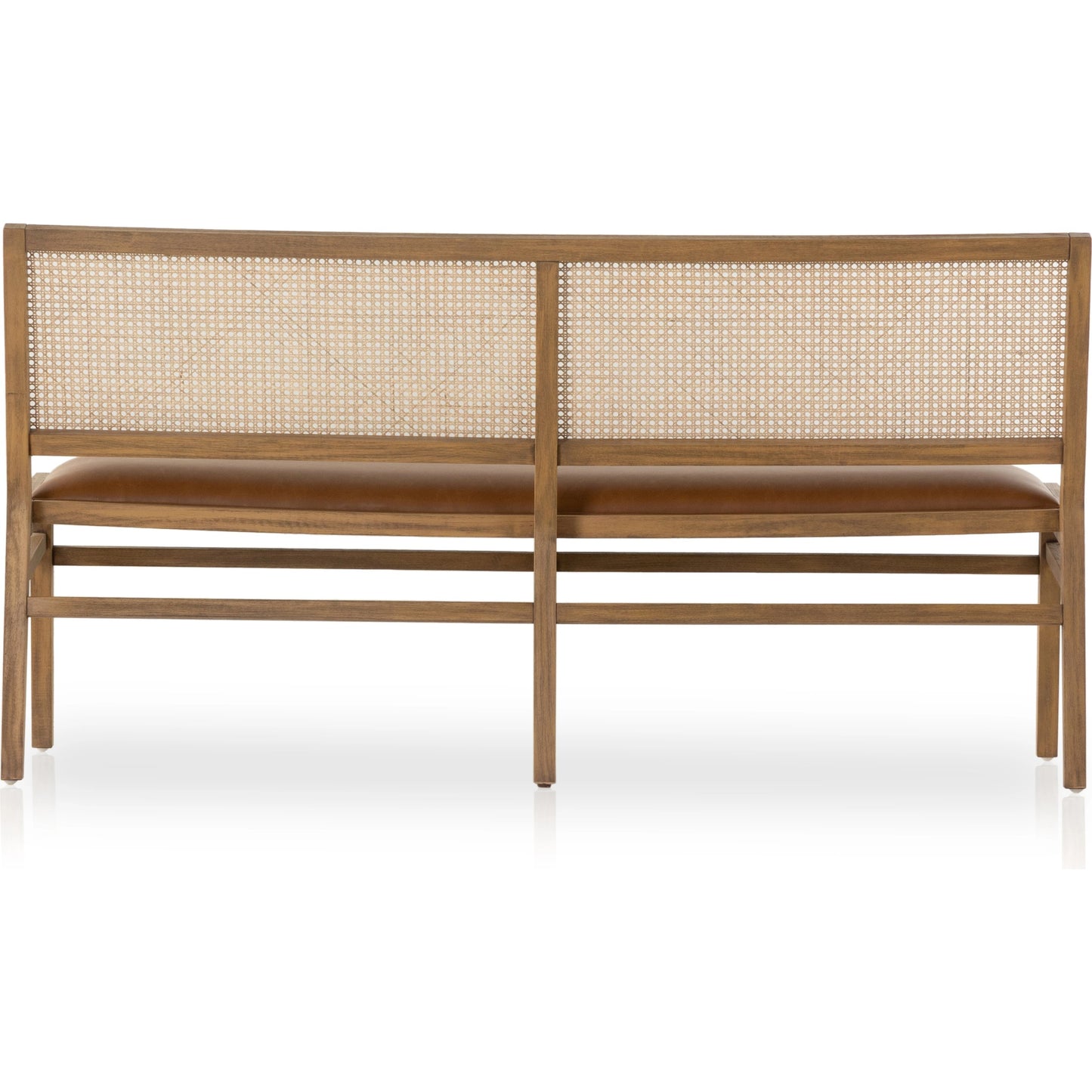 007 SI-1977763 | Additional Silo | Sage Dining Bench by Four Hands in sierra butterscotch. Made from faux leather, solid beech, cane in a modern style.