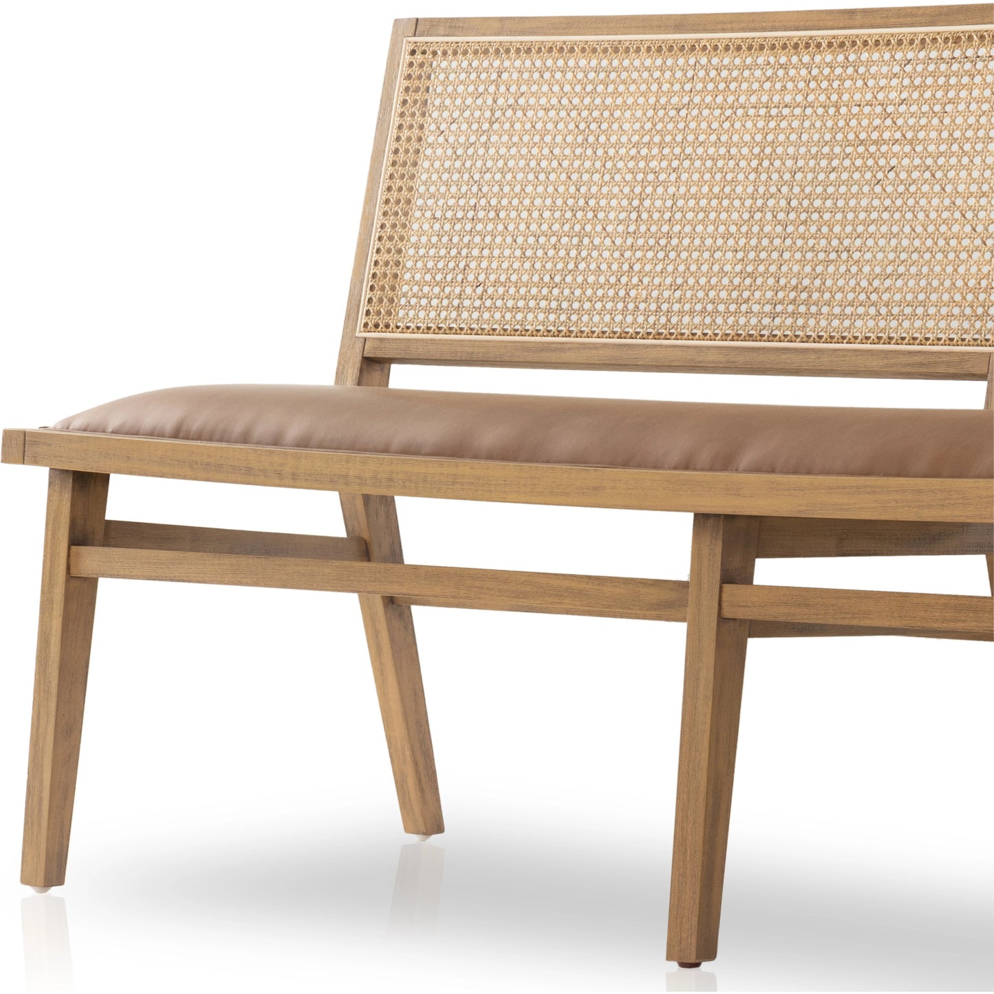 002 SI-1977763 | Additional Silo | Sage Dining Bench by Four Hands in sierra butterscotch. Made from faux leather, solid beech, cane in a modern style.