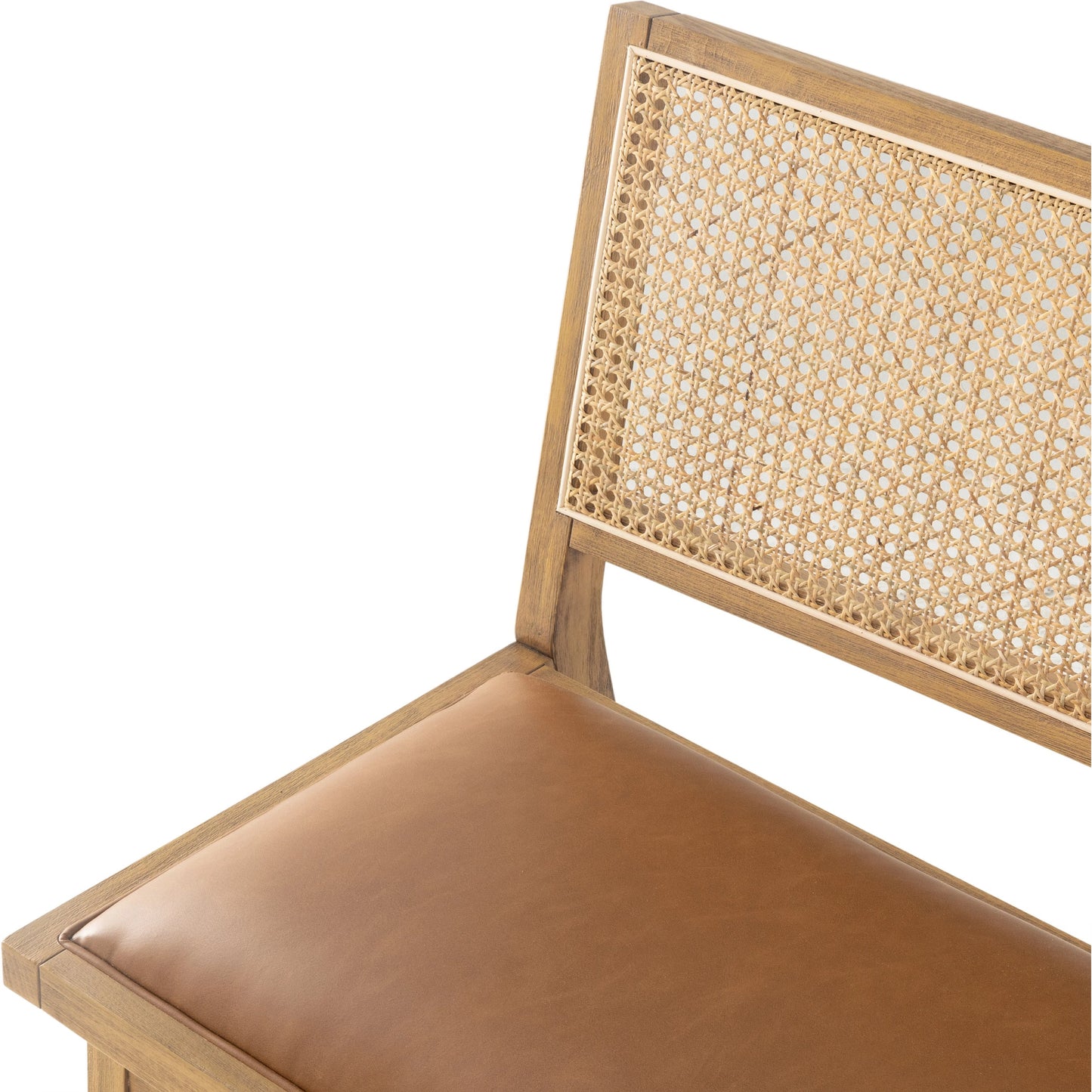 012 SI-1977763 | Additional Silo | Sage Dining Bench by Four Hands in sierra butterscotch. Made from faux leather, solid beech, cane in a modern style.