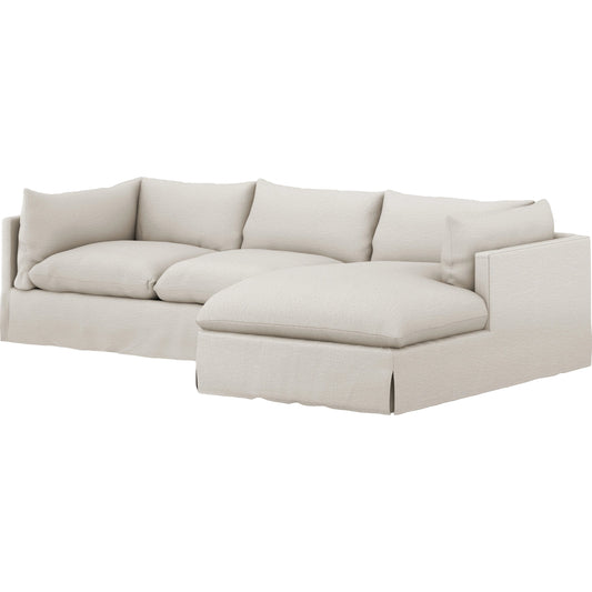 004 SI-1799095 | Primary Silo | Habitat 112" 2-Piece Sectional by Four Hands in valley nimbus. Made from 53% polyester, 35% viscose (rayon), 12% flax, linen, solid banak, 44% viscose (rayon), 35% polyester, 21% flax in a modern style.