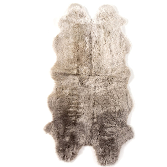 Lalo Ombre Rug by Four Hands in light grey ombre. Made from shearling in a unique style.
