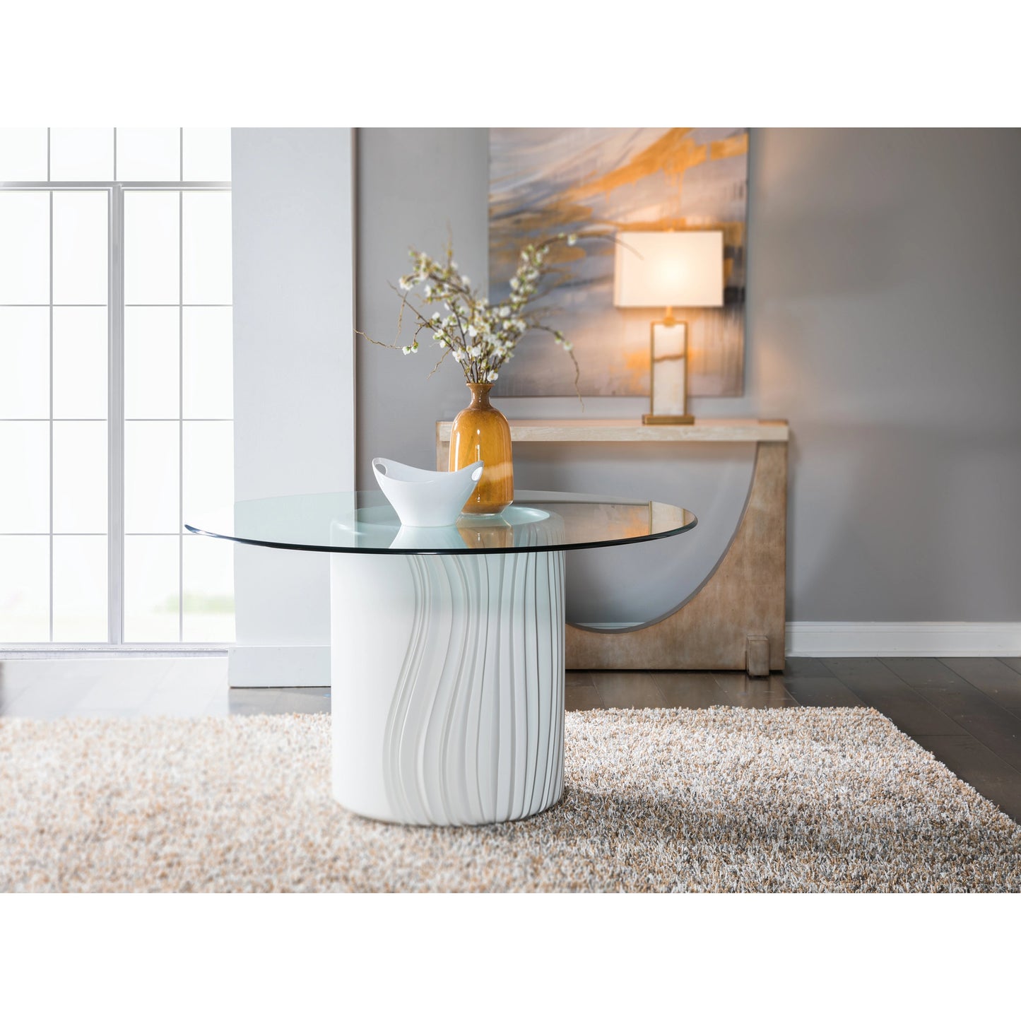 003 SI-2013274 | Lifestyle | Volante Round Dining Table by Artistica Home in matte white, ivory. Made from unique in a unique style.