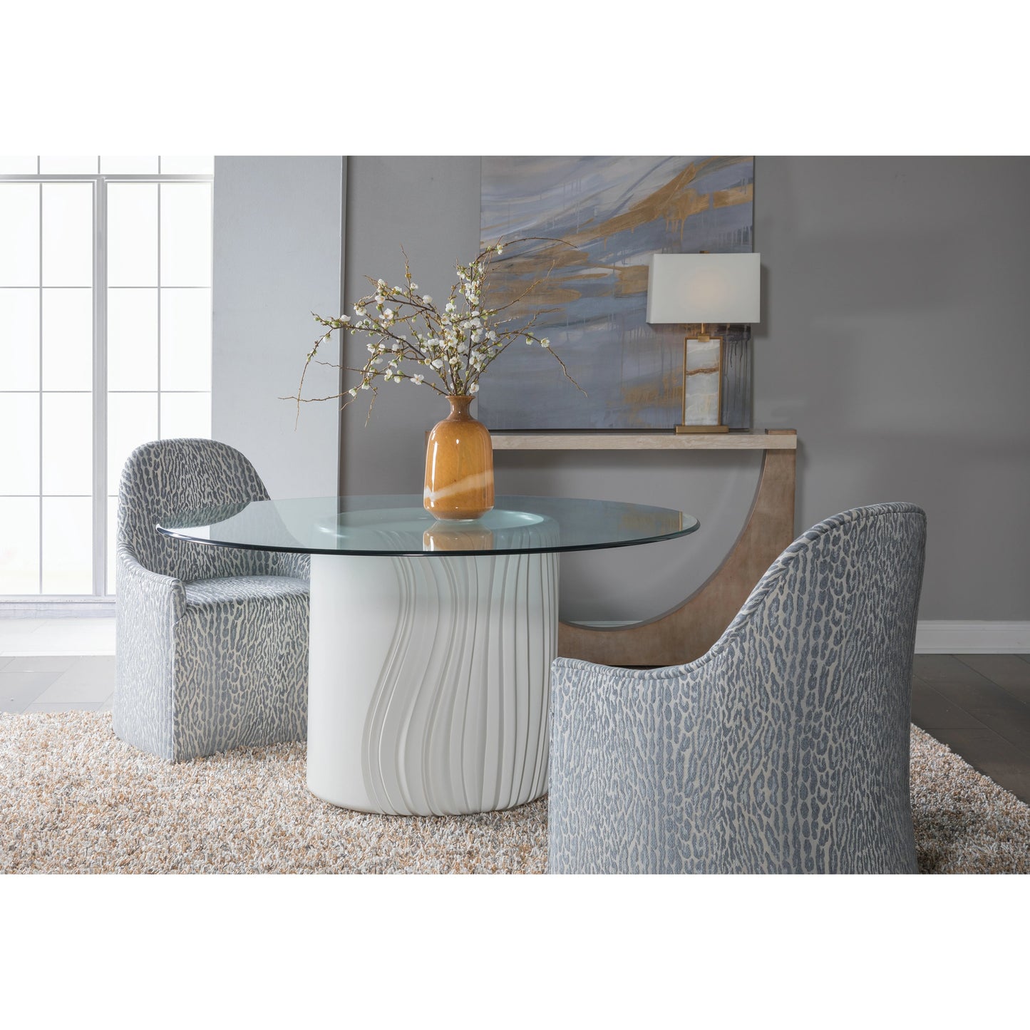 004 SI-2013274 | Lifestyle | Volante Round Dining Table by Artistica Home in matte white, ivory. Made from unique in a unique style.