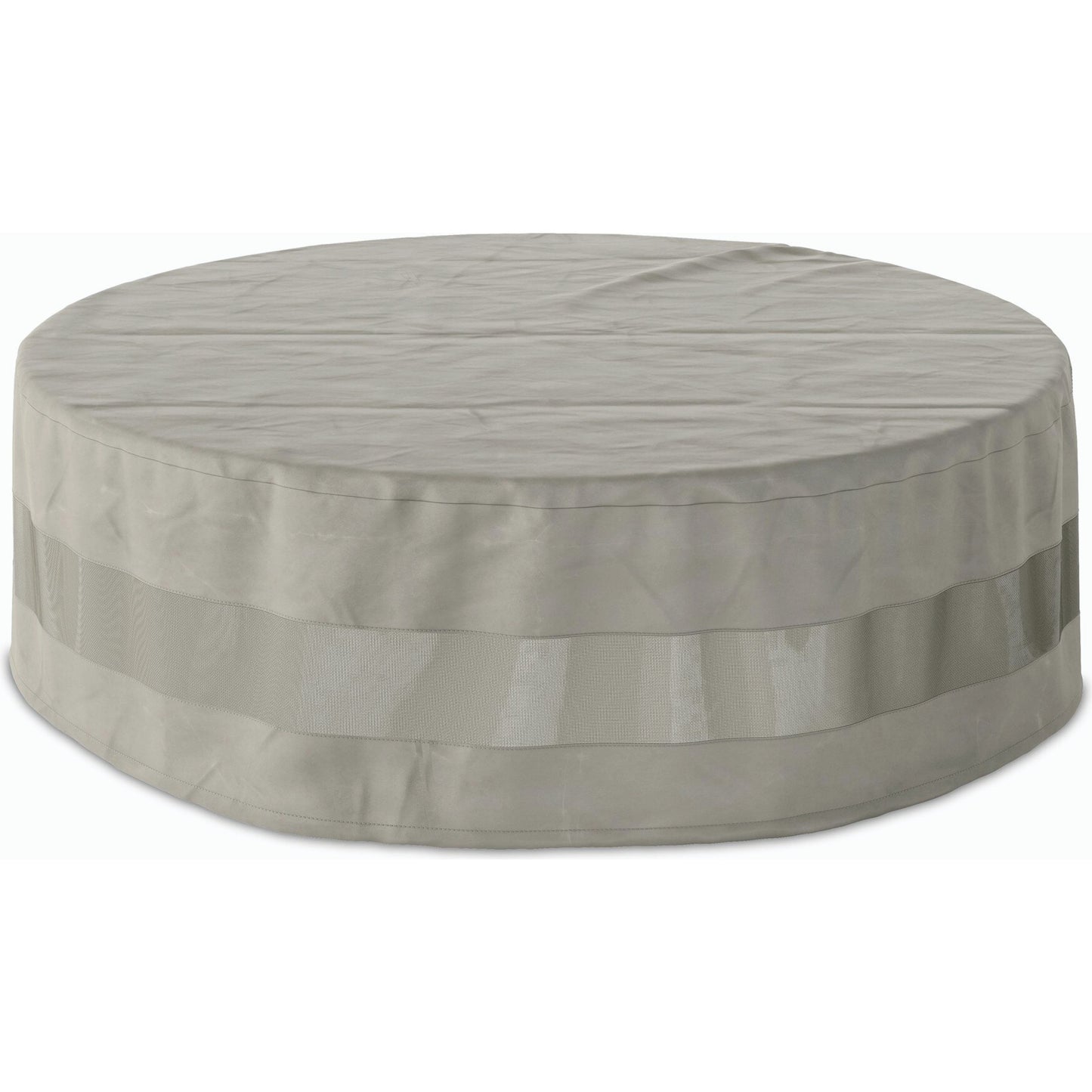 002 SI-2158587 | Primary Silo | Weatherproof Outdoor Round Coffee Table Cover by Four Hands in baron grey, baron mesh and baron grey. Made from 100% polyester, 70% polyvinyl chloride (pvc), 30% polyester in a modern style.