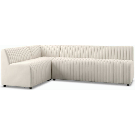 Augustine Dining Banquette by Four Hands in capri oatmeal. Made from 100% polyester, 80% polyurethane foam, 20% polyester fiber in a modern style.