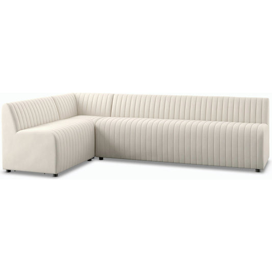 Augustine Dining Banquette by Four Hands in capri oatmeal. Made from 100% polyester, 80% polyurethane foam, 20% polyester fiber in a modern style.