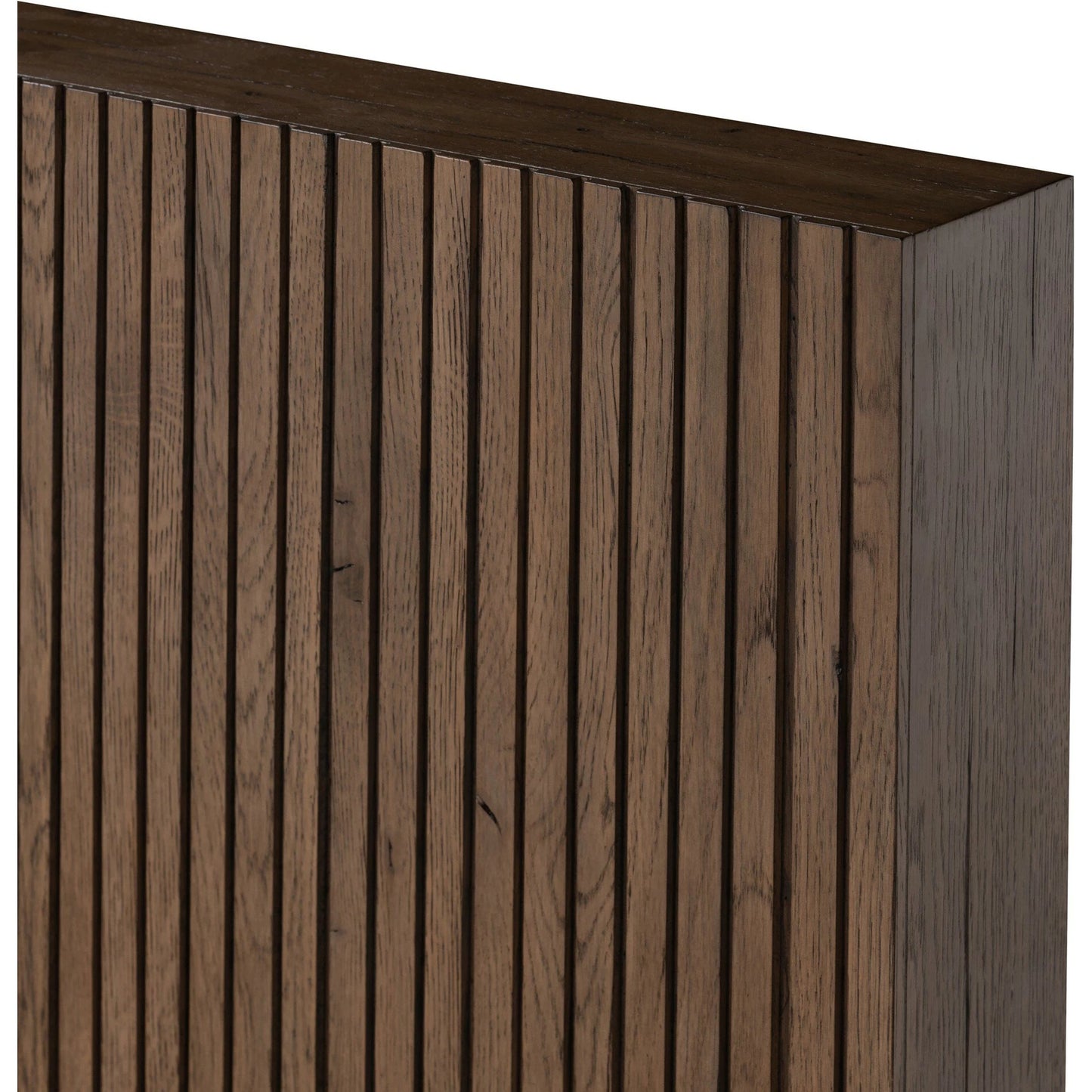 018 SI-2137458 | Closeup | Leo Bed by Four Hands in rustic grey. Made from thick oak veneer, solid oak in a modern style.