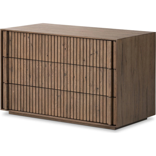 001 SI-2137463 | Primary Silo | Leo Nightstand by Four Hands in rustic grey. Made from solid oak, thick oak veneer in a modern style.