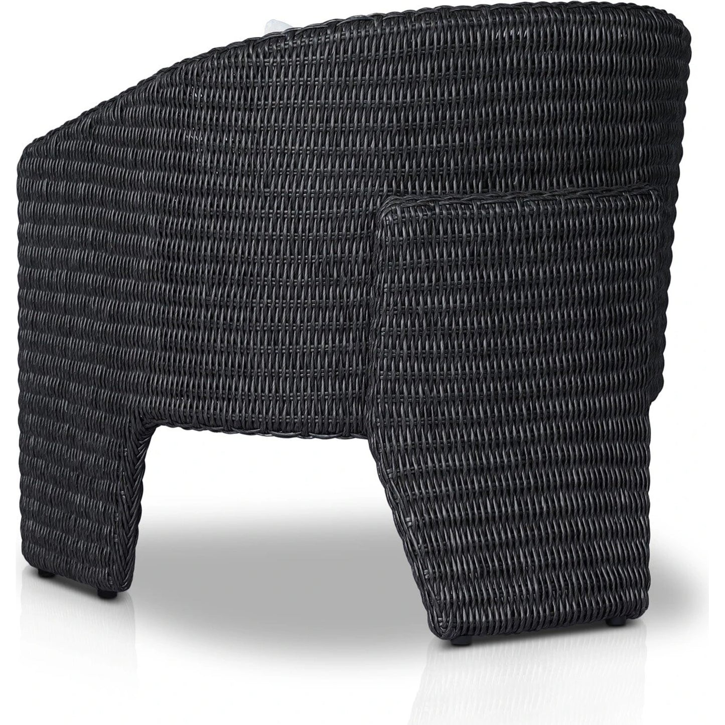 024 SI-2137313 | Closeup | Fae Outdoor Chair by Four Hands in stinson white. Made from 100% olefin, 100% polyethylene, 91% polyurethane foam pad, 9% polyester fiber batting in a modern style.
