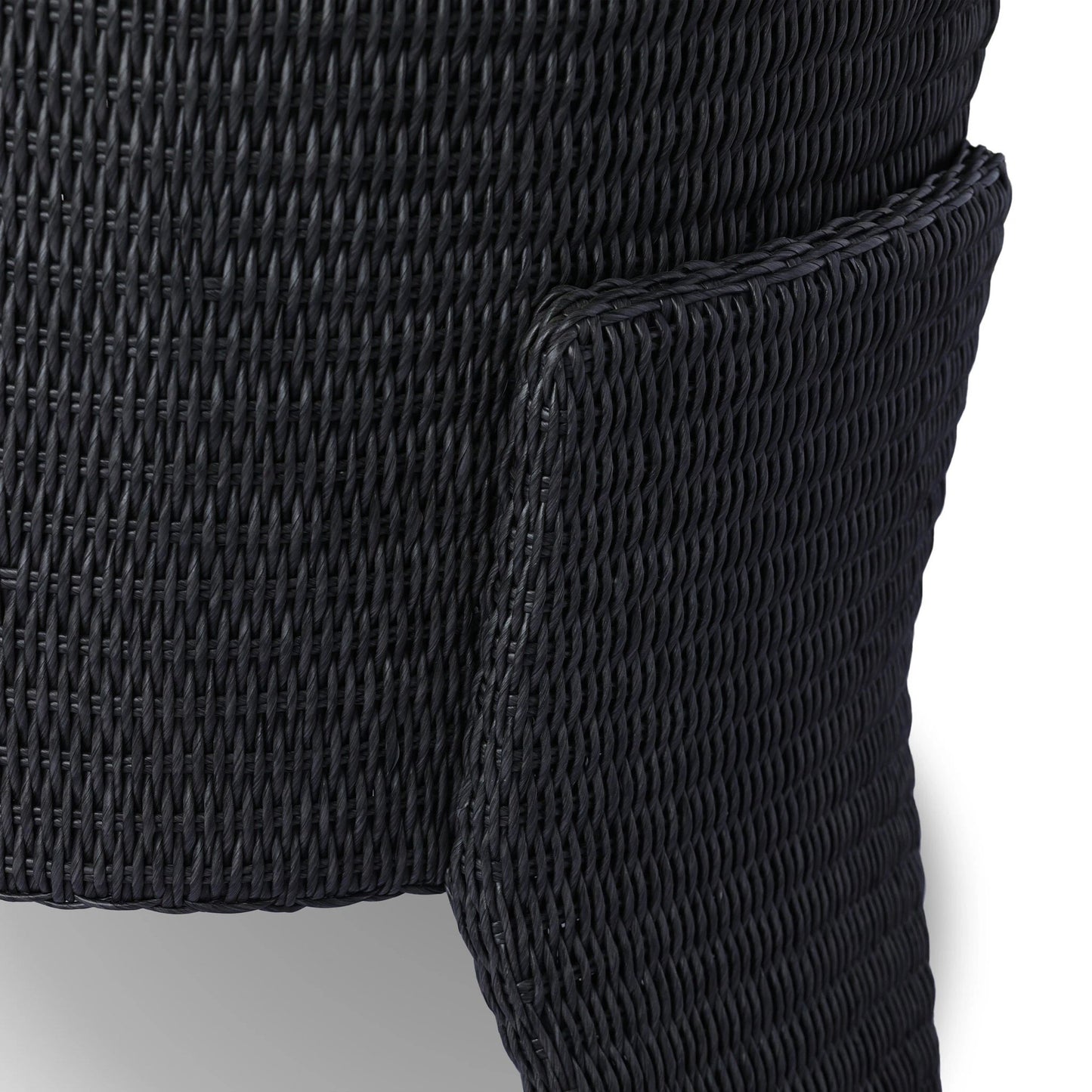 029 SI-2137313 | Closeup | Fae Outdoor Chair by Four Hands in stinson white. Made from 100% olefin, 100% polyethylene, 91% polyurethane foam pad, 9% polyester fiber batting in a modern style.