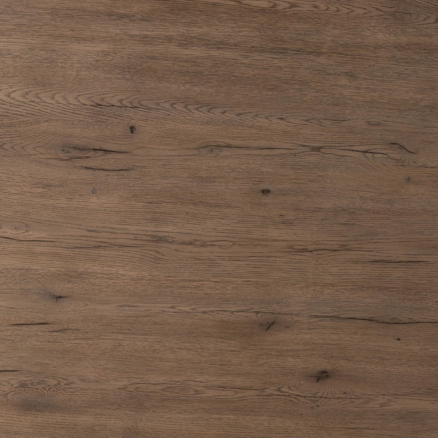 008 SI-2137461 | Closeup | Leo Dining Table by Four Hands in rustic grey. Made from thick oak veneer, solid oak, iron in a modern style.